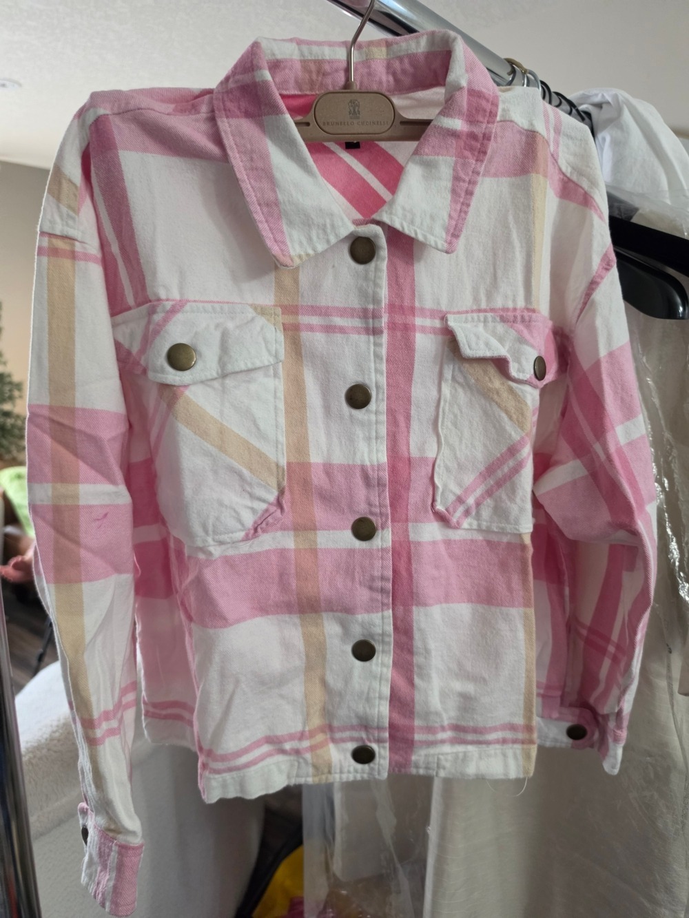 Pink Plaid Longsleeve TOP Size MEDIUM